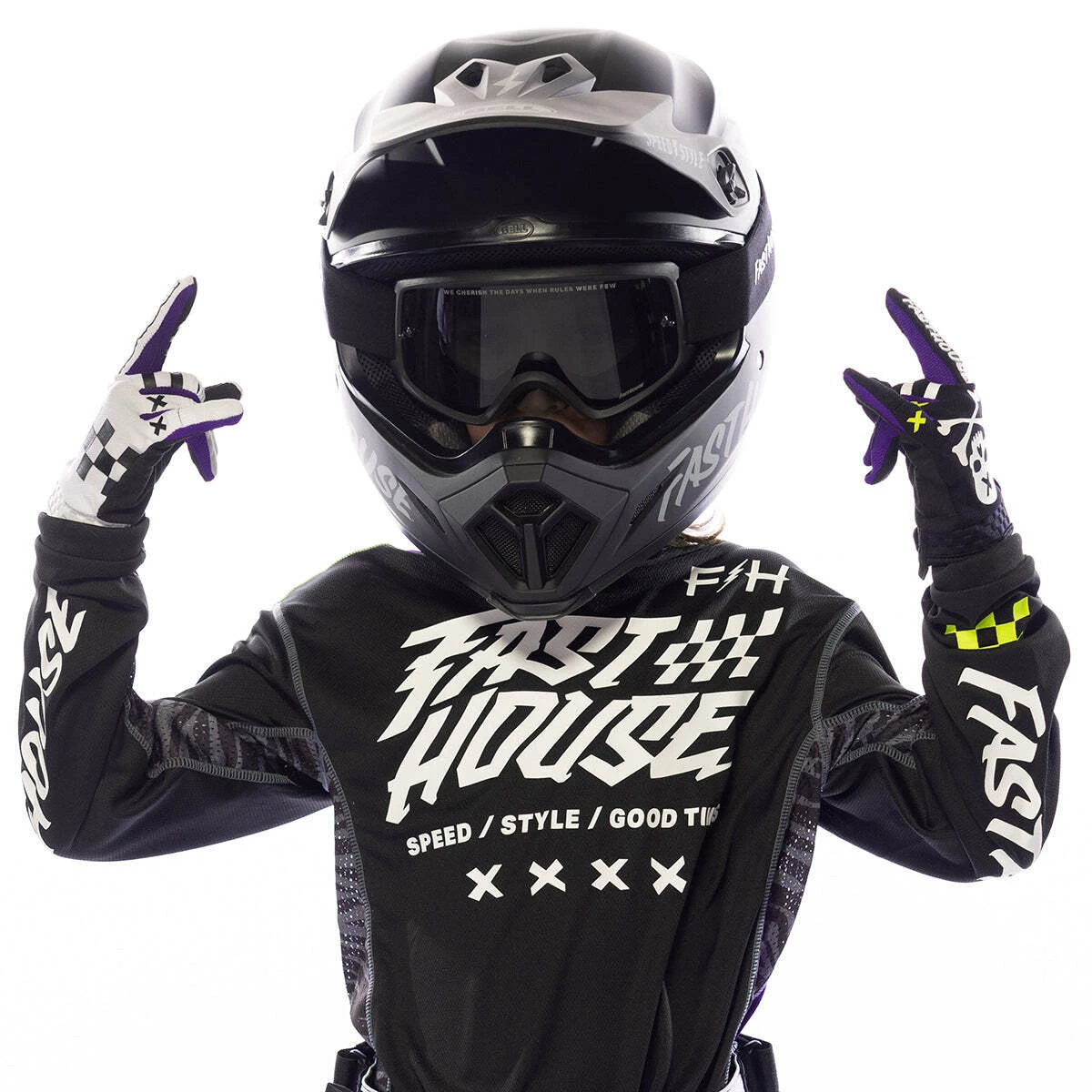 Wholesale 🌟 Fasthouse Speed Style Rufio Youth Gloves - Black/White - S 👍 - Image 4