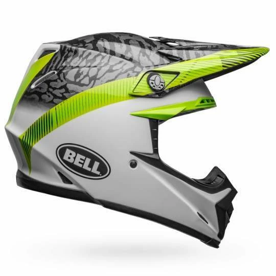 Cheap 💯 Bell Moto-9 MIPS Chief Matte/Gloss Black/White/Green Helmet - White - Medium - Adult 💯
