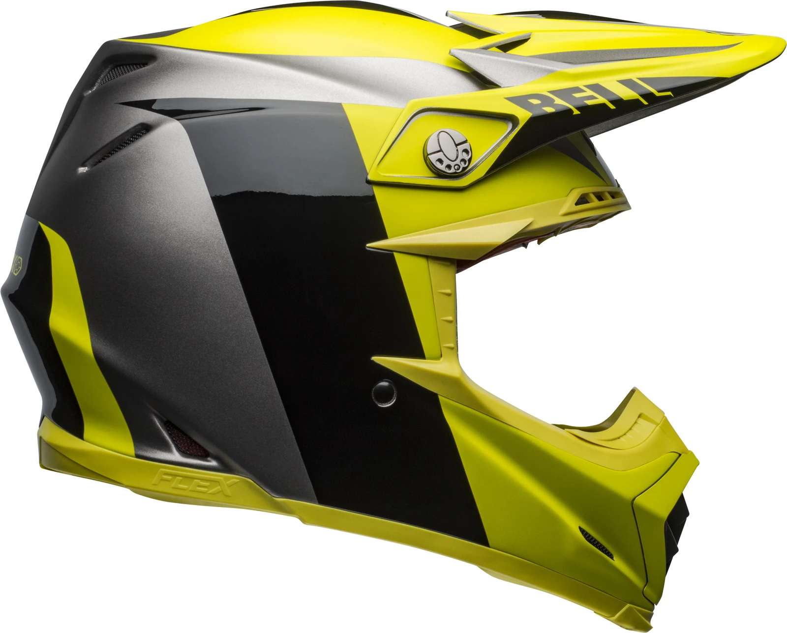 New 🤩 Bell Moto-9 Flex Division Black Yellow Grey Helmet 😉