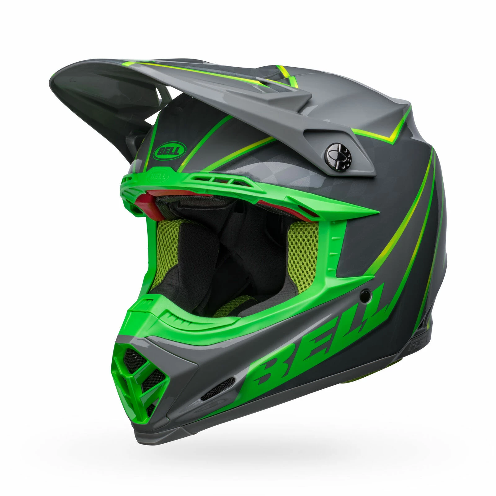 Hot Sale π Bell Moto-9S Flex Gloss Helmet - Grey/Green - S π - Image 4