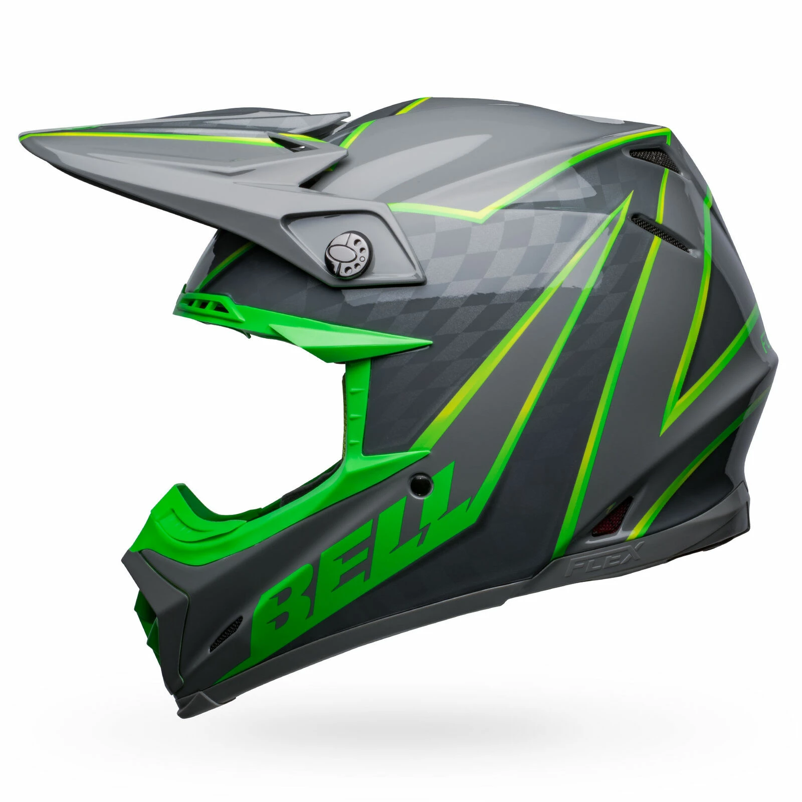 Hot Sale π Bell Moto-9S Flex Gloss Helmet - Grey/Green - S π - Image 5