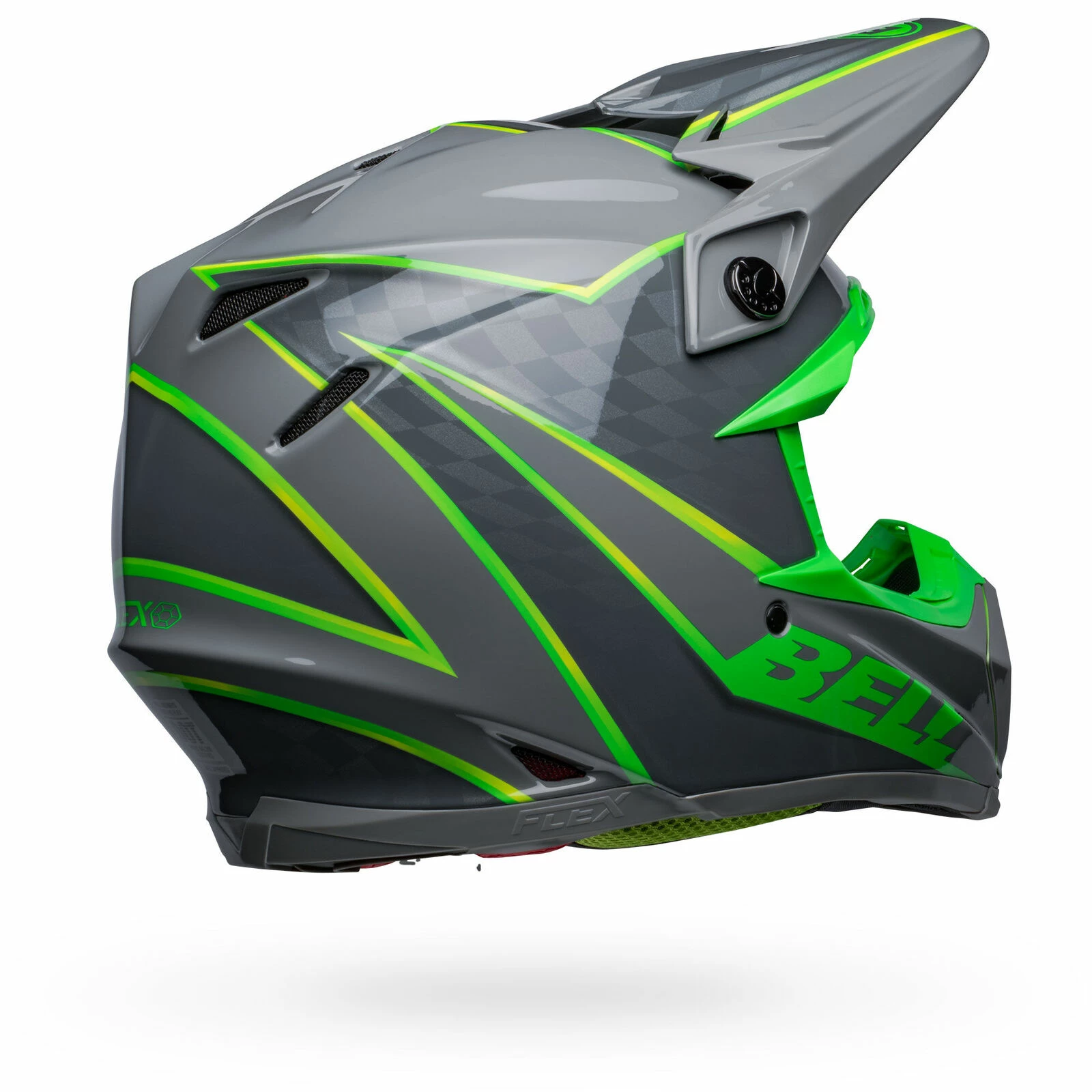 Hot Sale π Bell Moto-9S Flex Gloss Helmet - Grey/Green - S π - Image 8