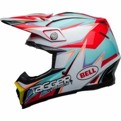 New ⭐ Bell Moto-9S Flex Tagger Edge White Aqua Helmet ⭐