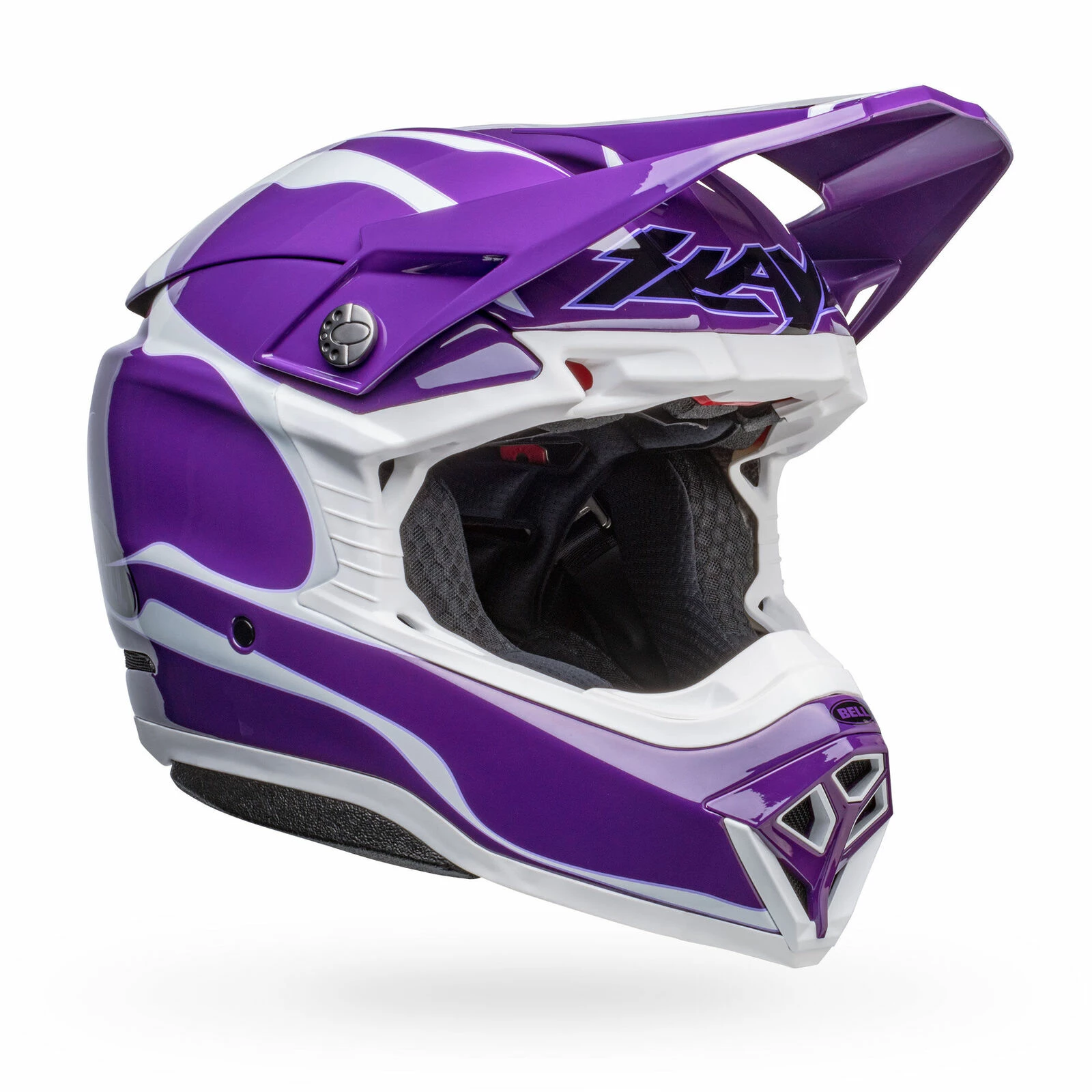 Hot Sale π Bell Moto-10 Spherical Slayco Gloss Helmet - Purple/White - M 𧨠- Image 2