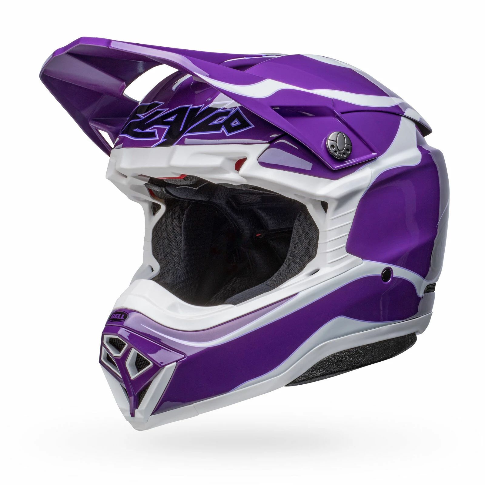 Hot Sale π Bell Moto-10 Spherical Slayco Gloss Helmet - Purple/White - M 𧨠- Image 4